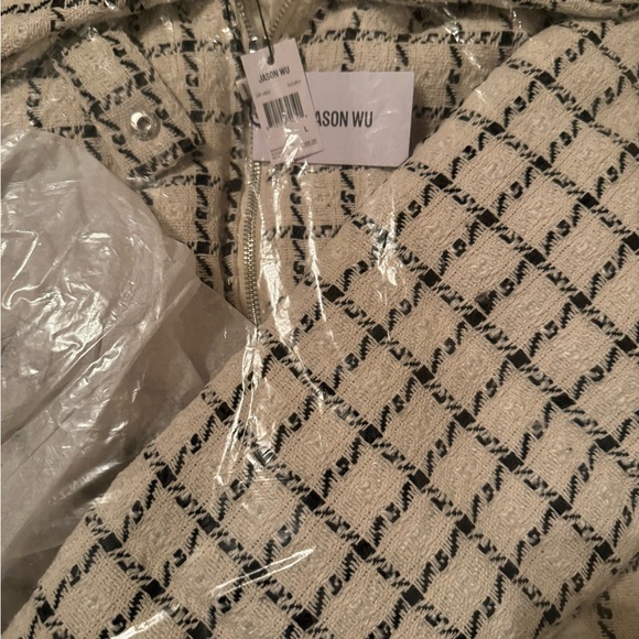 Women’s size Large Checkered puffer Jacket -. Jason Wu. Color ivory NWT - Picture 3 of 5